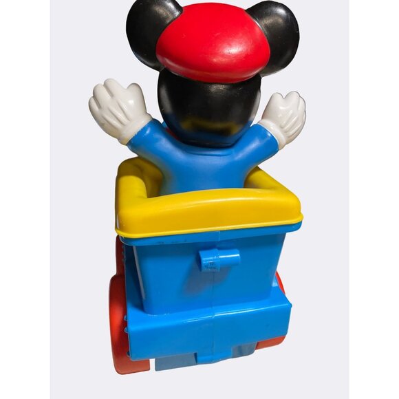 Disney Mickey Mouse Train Pull Toy Vintage Blue yellow Red Pop Balls Corn Popper - Picture 5 of 10